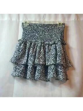 Sienna Sky Floral Black and White Pleates Mini Skirt Women's Small